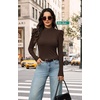 WIHOLL Long Sleeve Shirt for Women Puff Sleeve Knit Tops Casual 2026(Brown)