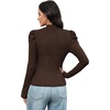 WIHOLL Long Sleeve Shirt for Women Puff Sleeve Knit Tops Casual 2026(Brown)