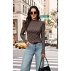 WIHOLL Long Sleeve Shirt for Women Puff Sleeve Knit Tops Casual 2026(Brown Polka Dots)