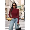 WIHOLL Long Sleeve Shirt for Women Puff Sleeve Knit Tops Casual 2026(Burgundy)