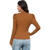 WIHOLL Long Sleeve Shirt for Women Puff Sleeve Knit Tops Casual 2026(Caramel)