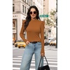 WIHOLL Long Sleeve Shirt for Women Puff Sleeve Knit Tops Casual 2026(Caramel)