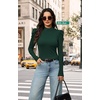 WIHOLL Long Sleeve Shirt for Women Puff Sleeve Knit Tops Casual 2026(Green)