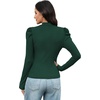 WIHOLL Long Sleeve Shirt for Women Puff Sleeve Knit Tops Casual 2026(Green)