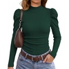 WIHOLL Long Sleeve Shirt for Women Puff Sleeve Knit Tops Casual 2026(Green)