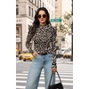 WIHOLL Long Sleeve Shirt for Women Puff Sleeve Knit Tops Casual 2026(Leopard Prin)
