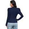WIHOLL Long Sleeve Shirt for Women Puff Sleeve Knit Tops Casual 2026(Navy Blue)