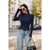 WIHOLL Long Sleeve Shirt for Women Puff Sleeve Knit Tops Casual 2026(Navy Blue)