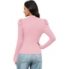 WIHOLL Long Sleeve Shirt for Women Puff Sleeve Knit Tops Casual 2026(Pink)