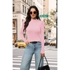 WIHOLL Long Sleeve Shirt for Women Puff Sleeve Knit Tops Casual 2026(Pink)