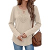 WIHOLL Long Sleeve Shirts for Women Boho Tops 2026 Fall Fashion Clothes(Apricot)