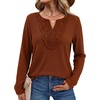 WIHOLL Long Sleeve Shirts for Women Boho Tops 2026 Fall Fashion Clothes(Caramel)