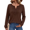 WIHOLL Long Sleeve Shirts for Women Boho Tops 2026 Fall Fashion Clothes(Coffee)