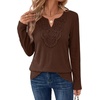 WIHOLL Long Sleeve Shirts for Women Boho Tops 2026 Fall Fashion Clothes(Coffee)