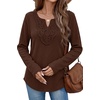WIHOLL Long Sleeve Shirts for Women Boho Tops 2026 Fall Fashion Clothes(Coffee)