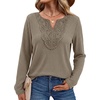 WIHOLL Long Sleeve Shirts for Women Boho Tops 2026 Fall Fashion Clothes(Khaki)