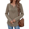 WIHOLL Long Sleeve Shirts for Women Boho Tops 2026 Fall Fashion Clothes(Khaki)
