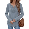 WIHOLL Long Sleeve Shirts for Women Boho Tops 2026 Fall Fashion Clothes(Light Blue)
