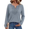 WIHOLL Long Sleeve Shirts for Women Boho Tops 2026 Fall Fashion Clothes(Light Blue)