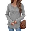 WIHOLL Long Sleeve Shirts for Women Boho Tops 2026 Fall Fashion Clothes(Light Gray)