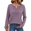 WIHOLL Long Sleeve Shirts for Women Boho Tops 2026 Fall Fashion Clothes(Purple)
