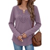 WIHOLL Long Sleeve Shirts for Women Boho Tops 2026 Fall Fashion Clothes(Purple)