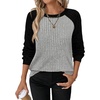 WIHOLL Long Sleeve Shirts for Women Lightweight Sweaters Fall Outfits 2026 Color Block Winter Clothing Dressy Casual Soft(Black Grey)
