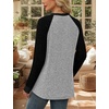 WIHOLL Long Sleeve Shirts for Women Lightweight Sweaters Fall Outfits 2026 Color Block Winter Clothing Dressy Casual Soft(Black Grey)