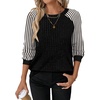 WIHOLL Long Sleeve Shirts for Women Lightweight Sweaters Fall Outfits 2026 Color Block Winter Clothing Dressy Casual Soft(Black White)