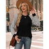 WIHOLL Long Sleeve Shirts for Women Lightweight Sweaters Fall Outfits 2026 Color Block Winter Clothing Dressy Casual Soft(Black White)