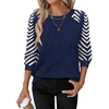 WIHOLL Long Sleeve Shirts for Women Lightweight Sweaters Fall Outfits 2026 Color Block Winter Clothing Dressy Casual Soft(Blue Apricot)