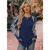 WIHOLL Long Sleeve Shirts for Women Lightweight Sweaters Fall Outfits 2026 Color Block Winter Clothing Dressy Casual Soft(Blue Apricot)
