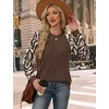 WIHOLL Long Sleeve Shirts for Women Lightweight Sweaters Fall Outfits 2026 Color Block Winter Clothing Dressy Casual Soft(Brown Apricot)