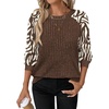 WIHOLL Long Sleeve Shirts for Women Lightweight Sweaters Fall Outfits 2026 Color Block Winter Clothing Dressy Casual Soft(Brown Apricot)