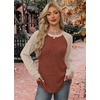 WIHOLL Long Sleeve Shirts for Women Lightweight Sweaters Fall Outfits 2026 Color Block Winter Clothing Dressy Casual Soft(Caramel Apricot)