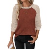 WIHOLL Long Sleeve Shirts for Women Lightweight Sweaters Fall Outfits 2026 Color Block Winter Clothing Dressy Casual Soft(Caramel Apricot)