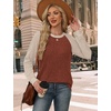 WIHOLL Long Sleeve Shirts for Women Lightweight Sweaters Fall Outfits 2026 Color Block Winter Clothing Dressy Casual Soft(Caramel Apricot)