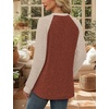 WIHOLL Long Sleeve Shirts for Women Lightweight Sweaters Fall Outfits 2026 Color Block Winter Clothing Dressy Casual Soft(Caramel Apricot)