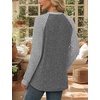 WIHOLL Long Sleeve Shirts for Women Lightweight Sweaters Fall Outfits 2026 Color Block Winter Clothing Dressy Casual Soft(Grey White)