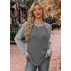 WIHOLL Long Sleeve Shirts for Women Lightweight Sweaters Fall Outfits 2026 Color Block Winter Clothing Dressy Casual Soft(Grey White)