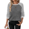 WIHOLL Long Sleeve Shirts for Women Lightweight Sweaters Fall Outfits 2026 Color Block Winter Clothing Dressy Casual Soft(Grey White)