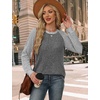 WIHOLL Long Sleeve Shirts for Women Lightweight Sweaters Fall Outfits 2026 Color Block Winter Clothing Dressy Casual Soft(Grey White)
