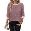 WIHOLL Long Sleeve Shirts for Women Lightweight Sweaters Fall Outfits 2026 Color Block Winter Clothing Dressy Casual Soft(Mauve)