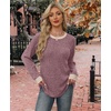 WIHOLL Long Sleeve Shirts for Women Lightweight Sweaters Fall Outfits 2026 Color Block Winter Clothing Dressy Casual Soft(Mauve)