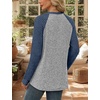 WIHOLL Long Sleeve Shirts for Women Lightweight Sweaters Fall Outfits 2026 Color Block Winter Clothing Dressy Casual Soft(Navy Blue Grey)