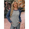 WIHOLL Long Sleeve Shirts for Women Lightweight Sweaters Fall Outfits 2026 Color Block Winter Clothing Dressy Casual Soft(Navy Blue Grey)