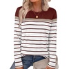 WIHOLL Long Sleeve Shirts for Women Stripe Tops Fall Fashion Outfits Red