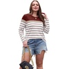 WIHOLL Long Sleeve Shirts for Women Stripe Tops Fall Fashion Outfits Red