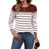 WIHOLL Long Sleeve Shirts for Women Stripe Tops Fall Fashion Outfits Red