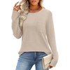 WIHOLL Long Sleeve Shirts for Women Waffle Knit Trendy Fall Fashion 2026 Dressy Casual Blouses Teacher Outfits(Apricot)